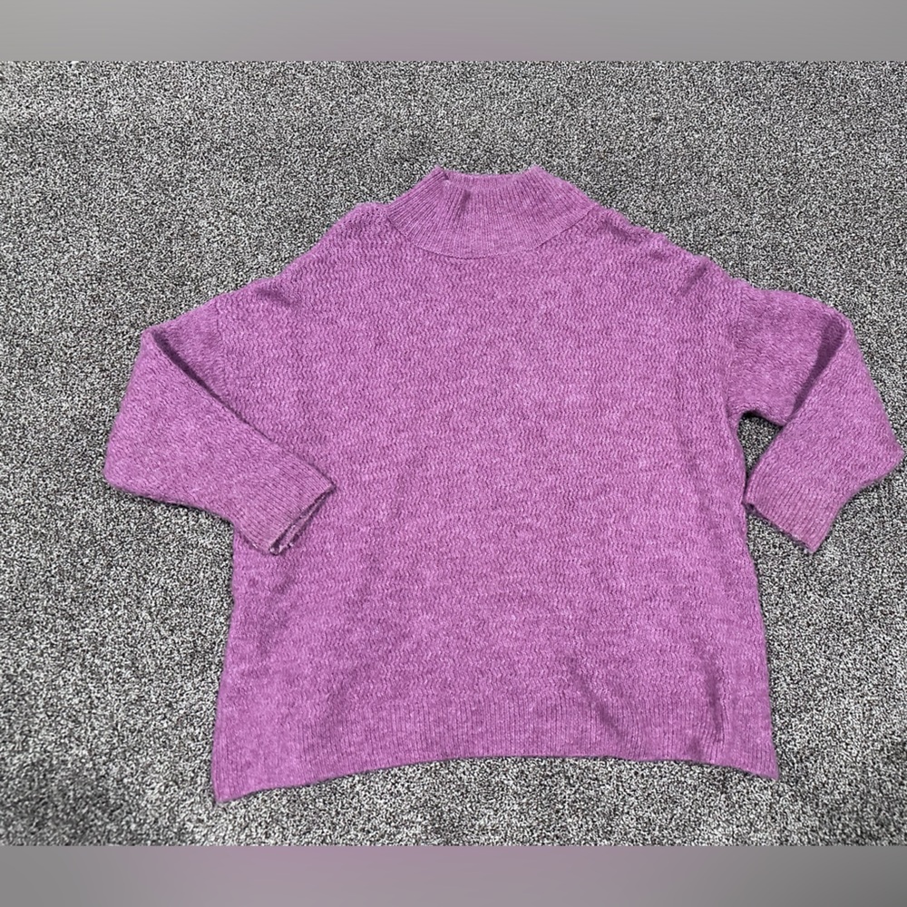 Topshop Oversized Lilac Fuzzy Knit Sweater XS | Soft Textured Crewneck Pullover